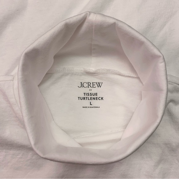 J CREW Tissue Weight Turtleneck 100% Cotton Long Sleeve LARGE White - Picture 3 of 5